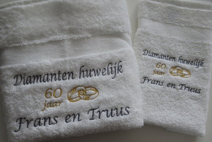 Diamanten huwelijk cadeau | 60 jaar getrouwd - Gepersonaliseerd Cadeau - In-house Geborduurd