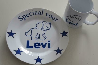 Kindermok met naam en afbeelding - Gepersonaliseerd Cadeau - In-house Geborduurd