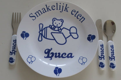 Kinderbordje met Naam en Afbeelding - Gepersonaliseerd Cadeau - In-house Geborduurd