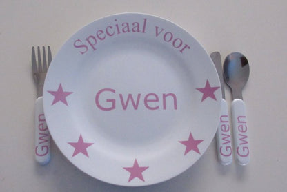 Kinderbordje met naam - Gepersonaliseerd Cadeau - In-house Geborduurd