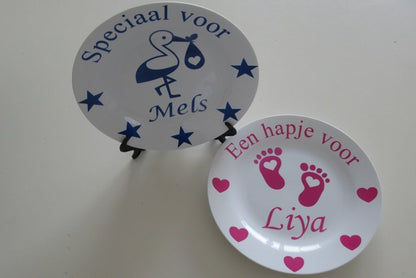 Geboortebordje met Naam en Afbeelding - Gepersonaliseerd Cadeau - In-house Geborduurd