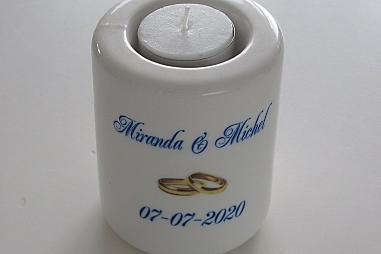 Klein cadeautje huwelijk| Kaarsenhouder huwelijk - Gepersonaliseerd Cadeau 