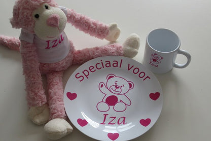 knuffel aap lichtroze kraamcadeau