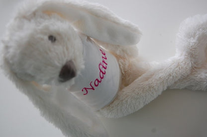 Knuffelkonijn Rabbit Richie met Naam Wit - Gepersonaliseerd Cadeau - In-house Geborduurd