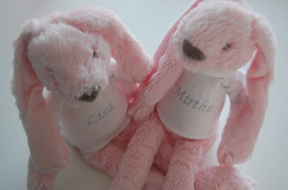 Knuffelkonijn Rabbit Richie met Naam Wit - Gepersonaliseerd Cadeau - In-house Geborduurd