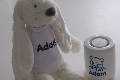 Knuffelkonijn Rabbit Richie met Naam Wit - Gepersonaliseerd Cadeau - In-house Geborduurd