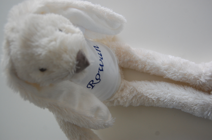 Knuffelkonijn Rabbit Richie met Naam Wit - Gepersonaliseerd Cadeau - In-house Geborduurd