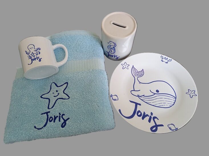 Handdoek met eigen afbeelding of geboortekaartje