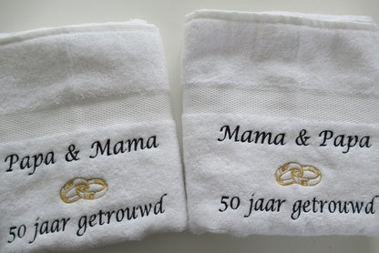 Papa en Mama 50 jaar getrouwd – Uniek trouwdag cadeau ouders - Borduurkado