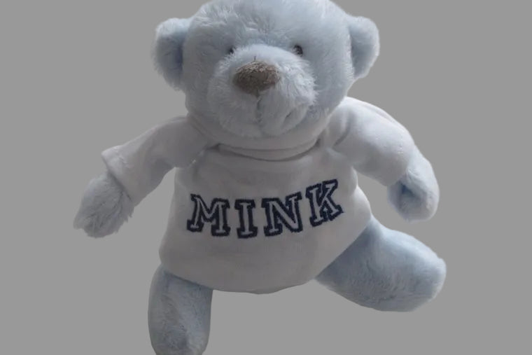 Mini knuffelbeertje met naam roze of blauw
