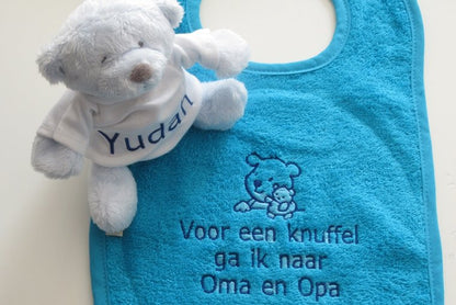 Mini knuffelbeertje met naam roze of blauw Roze - Gepersonaliseerd Cadeau - In-house Geborduurd
