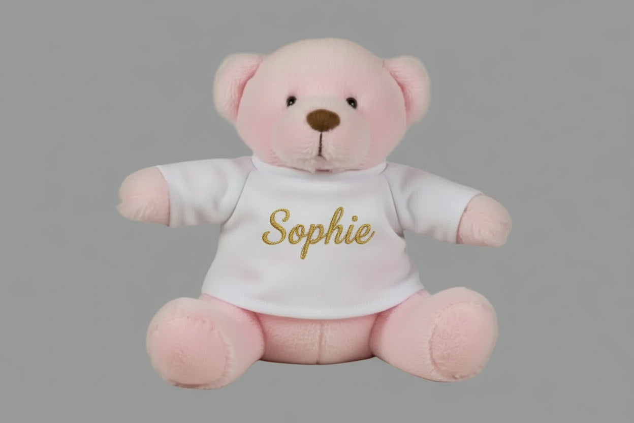 Mini knuffelbeertje met naam roze of blauw