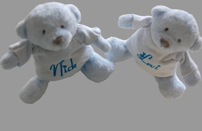 Mini knuffelbeertje met naam roze of blauw Roze - Gepersonaliseerd Cadeau - In-house Geborduurd