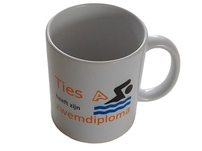Mok met Naam Zwemdiploma A - Gepersonaliseerd Cadeau - In-house Geborduurd