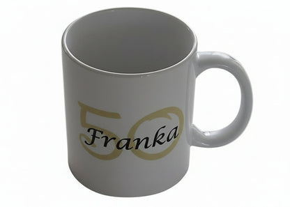 Koffiemok met Naam en Leeftijd - Gepersonaliseerd Cadeau - In-house Geborduurd