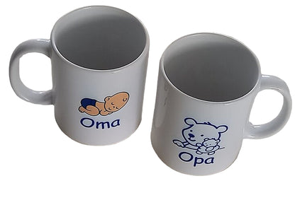 Mok voor Opa en Oma met Naam - Gepersonaliseerd Cadeau - In-house Geborduurd