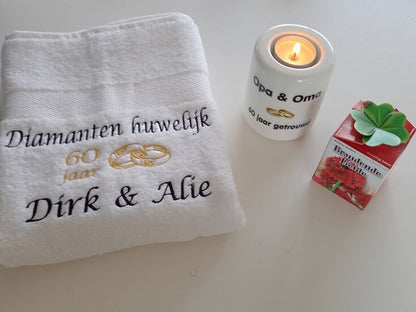 Kaarsenhouder Opa & Oma - Gepersonaliseerd Cadeau - In-house Geborduurd