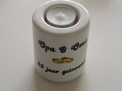 Kaarsenhouder Opa & Oma - Gepersonaliseerd Cadeau - In-house Geborduurd