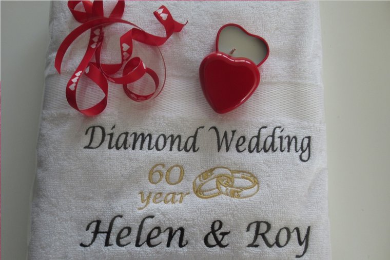Diamanten huwelijk cadeau | 60 jaar getrouwd - Gepersonaliseerd Cadeau - In-house Geborduurd