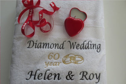 Diamanten huwelijk cadeau | 60 jaar getrouwd - Gepersonaliseerd Cadeau - In-house Geborduurd