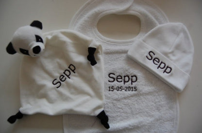 Panda knuffeldoekje met Naam - Gepersonaliseerd Cadeau - In-house Geborduurd