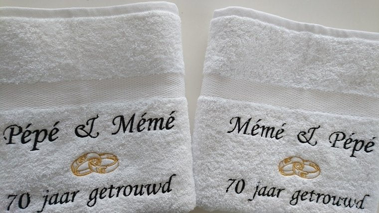 Papa en Mama 70 jaar getrouwd – trouwdag cadeau ouders - Gepersonaliseerd Cadeau -Borduurkado