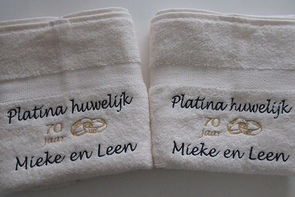 Platina huwelijk cadeau | 70 jaar getrouwd - Gepersonaliseerd Cadeau - Geborduurd