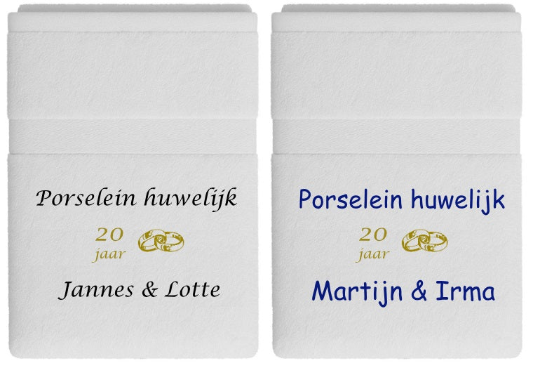 Porselein huwelijk cadeau | 20 jaar getrouwd - Gepersonaliseerd Cadeau - In-house Geborduurd