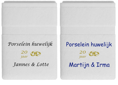 Porselein huwelijk cadeau | 20 jaar getrouwd - Gepersonaliseerd Cadeau - In-house Geborduurd