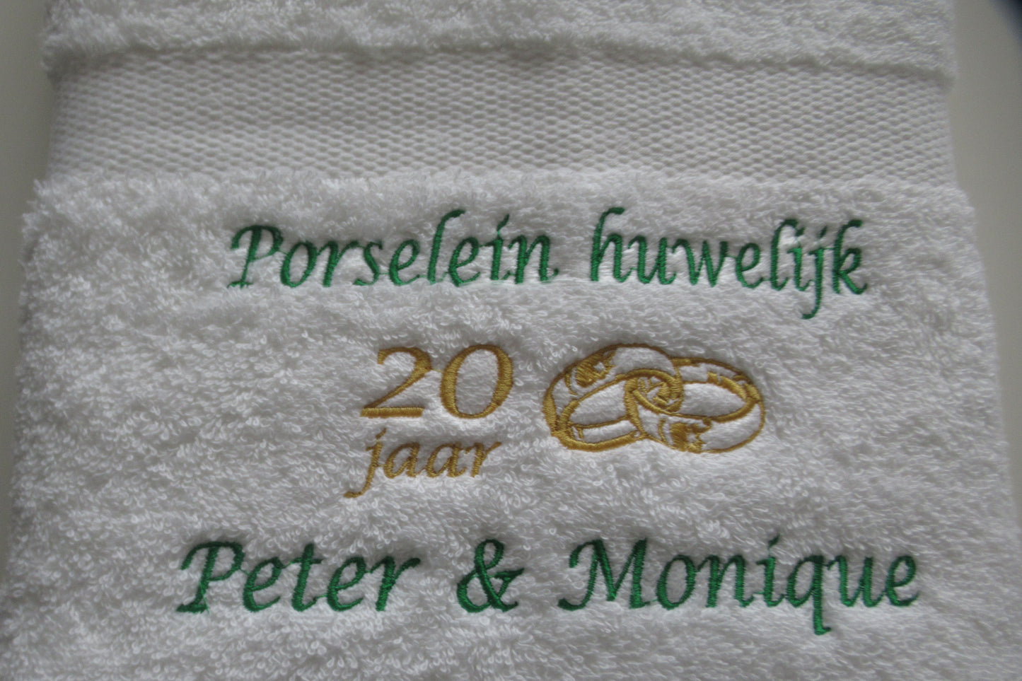 Porselein huwelijk cadeau | 20 jaar getrouwd - Gepersonaliseerd Cadeau - In-house Geborduurd