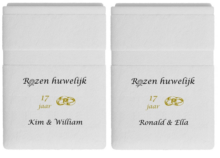 Rozen huwelijk cadeau | 17 jaar getrouwd - Gepersonaliseerd Cadeau  I Geborduurd