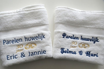 Parelen huwelijk cadeau | 30 jaar getrouwd - Geborduurd kado