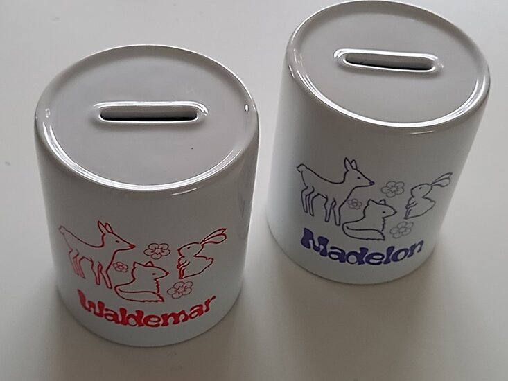 Spaarpot met Naam en Afbeelding – Bedankt Cadeau - Gepersonaliseerd Cadeau - In-house Geborduurd