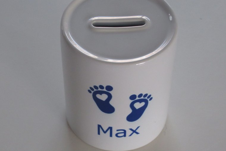 Spaarpot met Naam en Afbeelding – Bedankt Cadeau - Gepersonaliseerd Cadeau - In-house Geborduurd