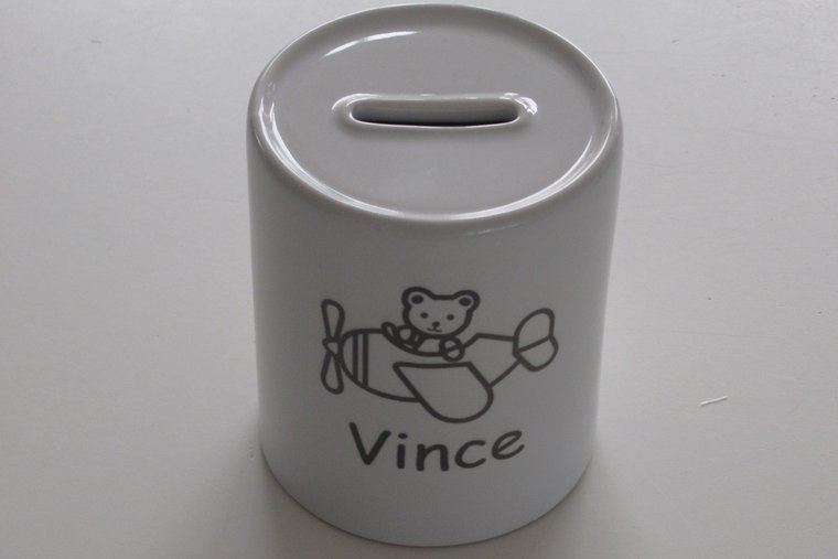 Spaarpot met Naam en Afbeelding – Bedankt Cadeau - Gepersonaliseerd Cadeau - In-house Geborduurd