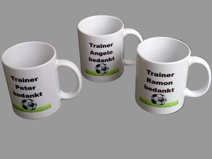 Koffiemok Voetbal Trainer bedankt | Persoonlijk cadeau|