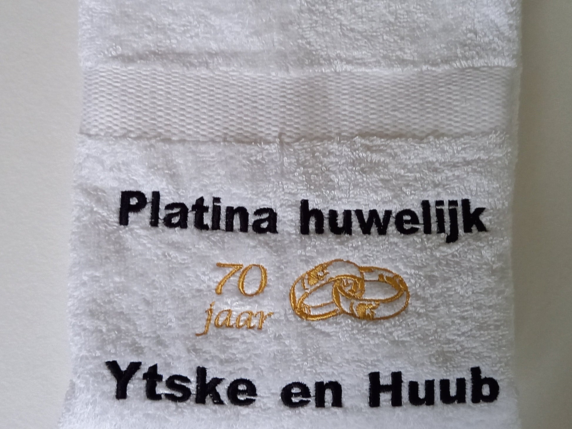Platina huwelijk cadeau | 70 jaar getrouwd - Gepersonaliseerd Cadeau | Geborduurd