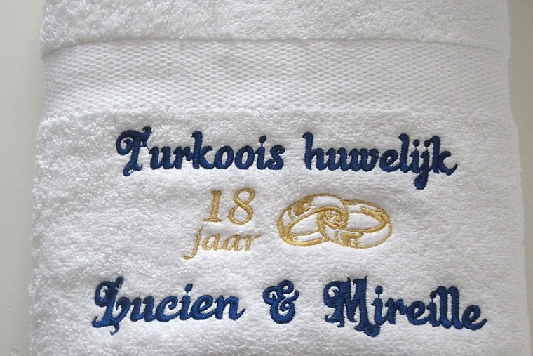 Turkoois huwelijk cadeau | 18 jaar getrouwd - Gepersonaliseerd Cadeau - In-house Geborduurd