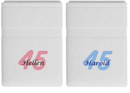 45 jaar cadeau met naam en leeftijd - Gepersonaliseerd Cadeau -Geborduurd