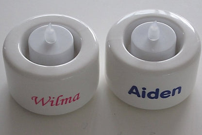 Waxinelichthouder met Naam of Tekst – Bedankt Cadeau - Gepersonaliseerd Cadeau - In-house Geborduurd