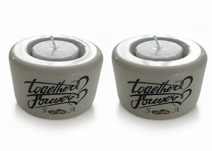 Waxinelichthouder Together Forever - Gepersonaliseerd Cadeau - In-house Geborduurd