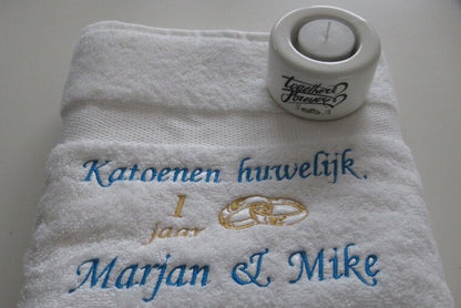 Waxinelichthouder Together Forever - Gepersonaliseerd Cadeau - In-house Geborduurd