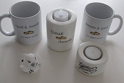 Waxinelichthouder Together Forever - Gepersonaliseerd Cadeau - In-house Geborduurd