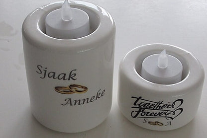 Waxinelichthouder Together Forever - Gepersonaliseerd Cadeau - In-house Geborduurd